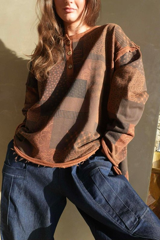 Hippie Shake Patchwork Sweatshirt Rust